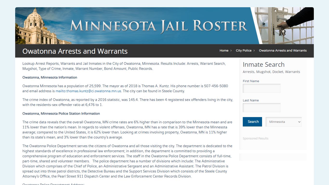 Owatonna Arrests and Warrants | Jail Roster Search